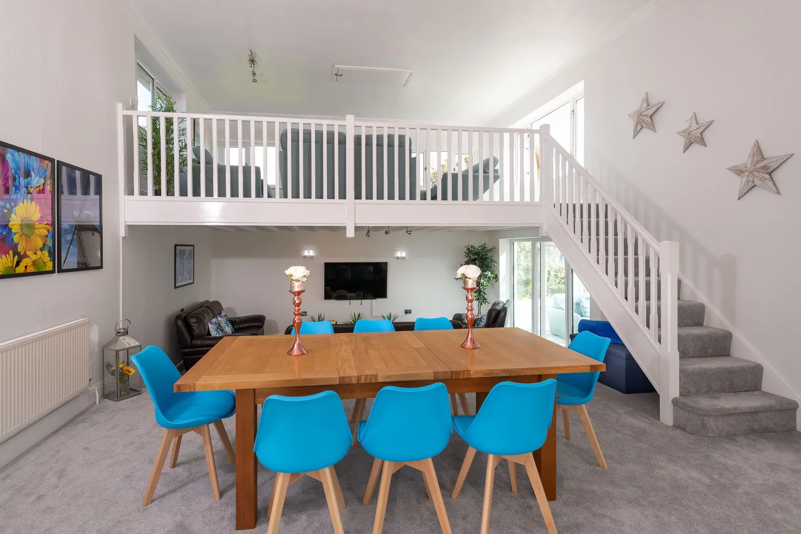 Coed Y Llan dining room, living room and mezzanine