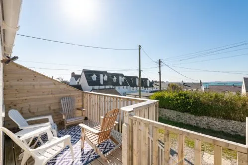 Driftwood terraced balcony at the back