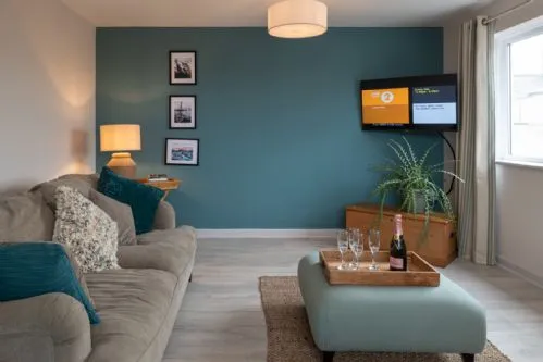 Kittiwake Cottage sofa and tv